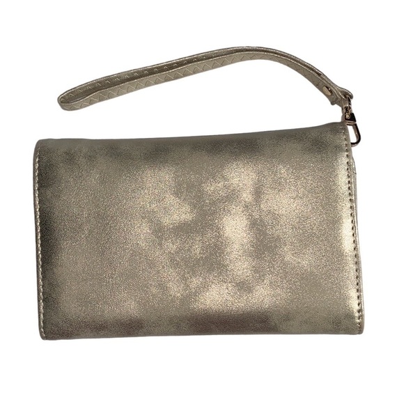 Madison West Marbled Gold Tone Clutch Cell Phone Case Wallet Wristlet - Picture 2 of 8